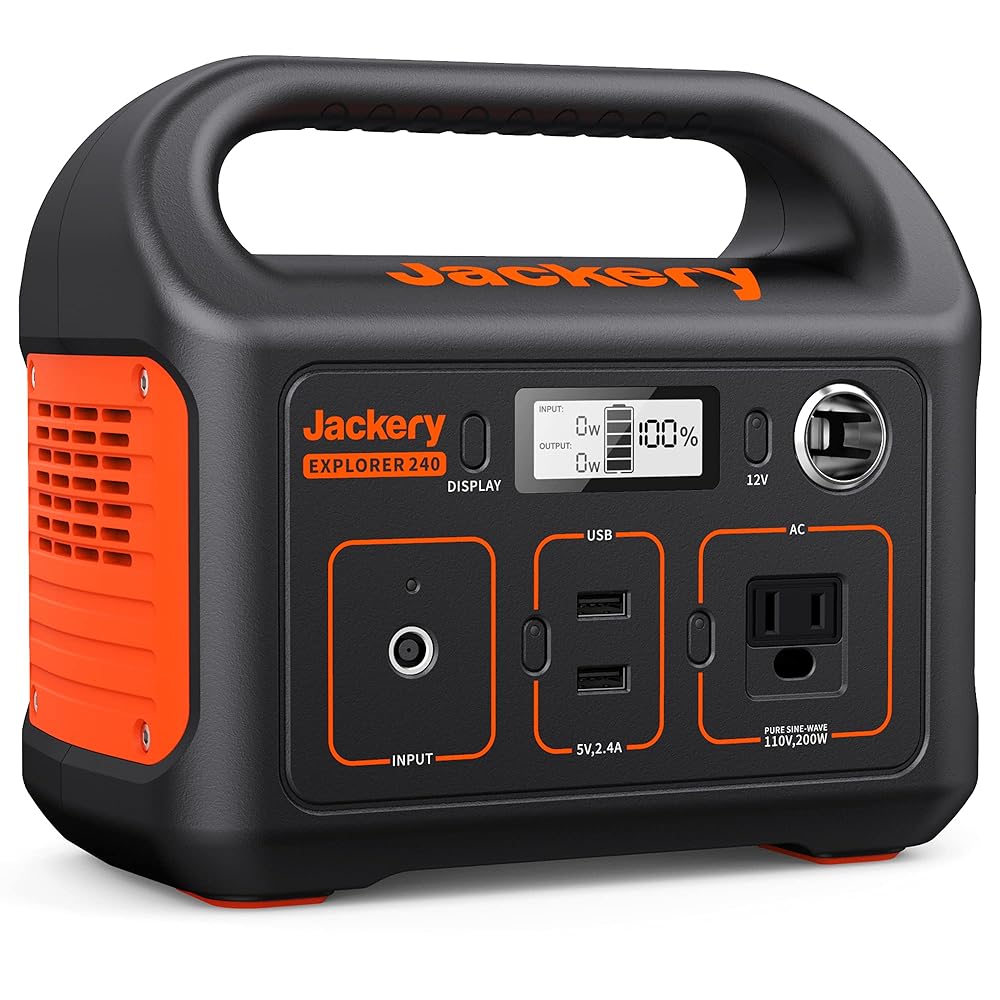 Jackery Portable Power Station Explorer 240, 240Wh Backup Lithium Battery, 110V/200W Pure Sine Wave AC Outlet, Solar Generator for Outdoors Camping Travel Hunting Emergency (Solar Panel Optional)